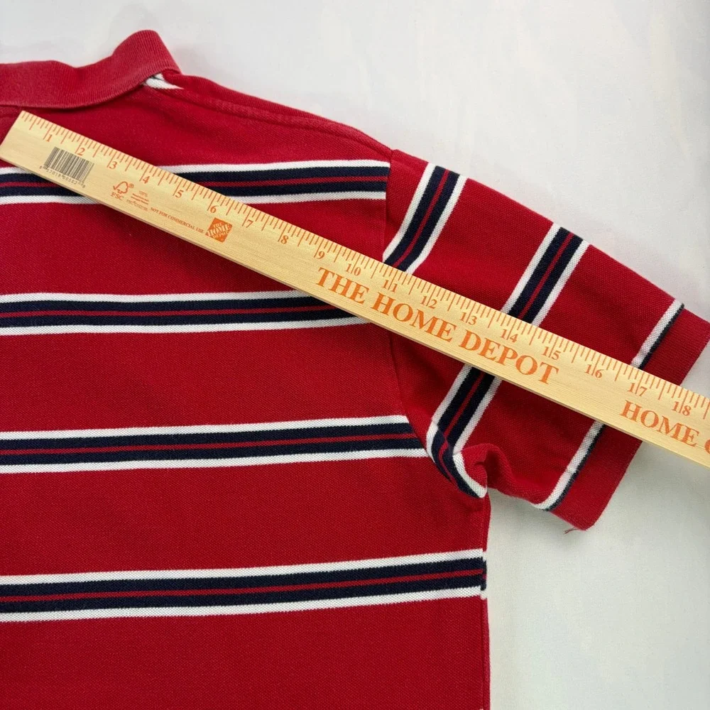 Polo Ralph Lauren Striped Polo Shirt Mens Large Red Navy White Pique Cotton L